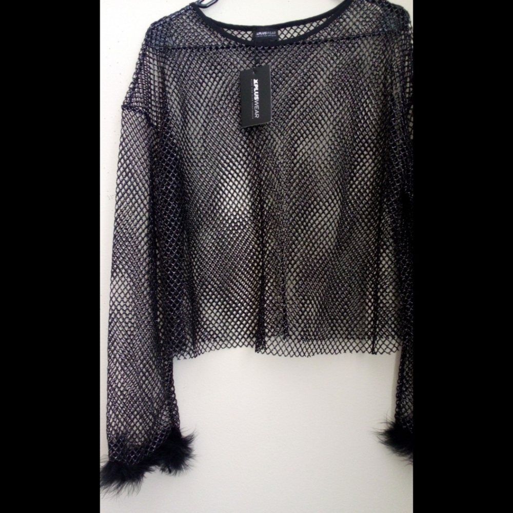 🆕 LISTING!! BNWT GLITTER MESH NET TOP - Picture 11 of 16